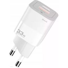 Адаптер живлення для телефона Essager ECTCA-FZB02 White Square Brick 33W 1xUSB-A, 1xUSB-C GaN Travel Charger