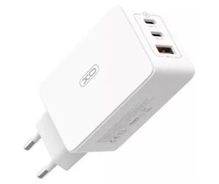 Адаптер живлення для телефона XO CE13 White GaN 2 x USB Type-C + USB Type-A 65W