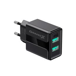 Адаптер живлення для телефона Grand-X CH-15B Black (2xUSB)
