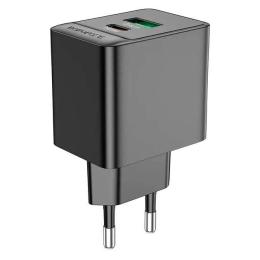Адаптер живлення для телефона Borofone BAS14A Erudite USB-A + USB-C PD20W/QC3.0 Black