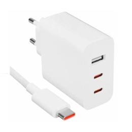 Мережевий зарядний пристрій для телефона Xiaomi 67W GaN Charger 2USB-C + 1USB-A White cable Type-C (BHR7493EU)