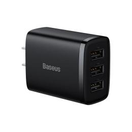 Адаптер живлення для телефона Baseus Compact Charger 3USB-C 17W CN Black (CCXJ020001) + адаптер EU