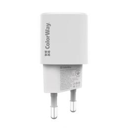 Адаптер живлення для телефона ColorWay GaN PD Port USB PPS (Type-C PD + USB QC3.0) (33W) White (CW-CHS043PD-WT)