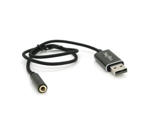Аудіо-кабель VEGGIEG V-K201 USB-A (тато)  -  3.5mm MiniJack (мама) Black