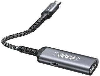 Перехідник JSAUX HB0201 USB-C (тато)  -  HDMI (мама) + USB-C (мама), 0.2m