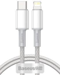 Дата-кабель Baseus High Density Braided Type-C (тато) - Lightning (тато) (1m) White PD 20 W