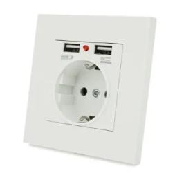 Розетка Voltronic 12493 White AC 100-250V 16A, 2-USB