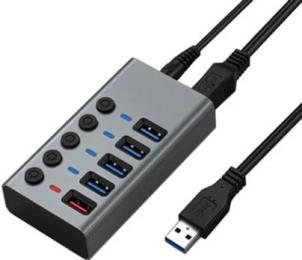USB-хаб Dynamode DM-UH-P405-G USB-A - 5x USB-A Metal Gray