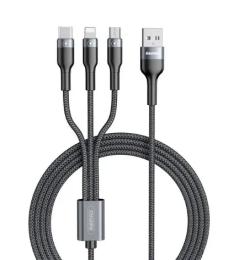 Дата-кабель Remax RC-070th Sury2 USB (тато) - Lightning + micro USB + USB Type-C (тато), 1m Gray (6972174156781)