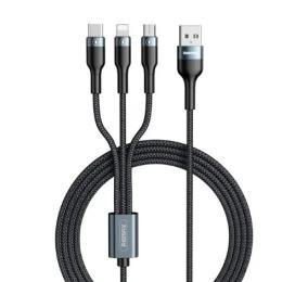 Дата-кабель Remax RC-186th SPEED Combo 3-in-1 USB (тато)  -  Lightning + micro USB + USB Type-C (тато), 1.2 m Black (2000700011052)