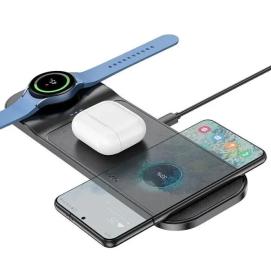 Бездротовий зарядний пристрій Hoco CQ6 Power 3-in-1 Black