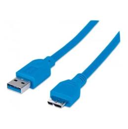 Дата-кабель Intracom 325417 USB-A (тато) - AM-MICROBM (тато), 1m Blue