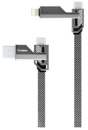 Дата-кабель Gelius Twister GP-UCN004 USB-A/USB-C (тато) - USB-C/Lightning (тато), 1.2m Gray