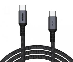 Дата-кабель ArmorStandart PD 100W Type-C (тато) - Type-C (тато) Aluminum Alloy 2m Black Gray (ARM69371)