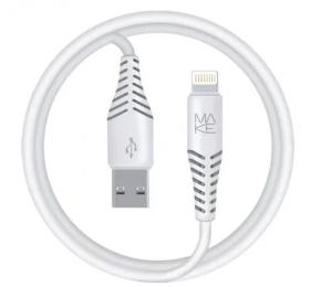 Дата-кабель MakeFuture USB (тато) - Lightning (тато) (2.4A) PVC 1м White (MCB-LP1WH)