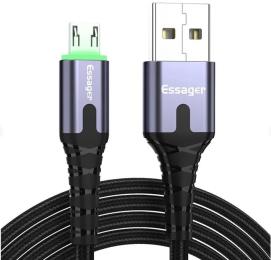 Дата-кабель Essager LED Light USB Charging &amp; Data Cable USB (тато) - Micro (тато) 2.4A 1M Black (EXCM-XG0G)