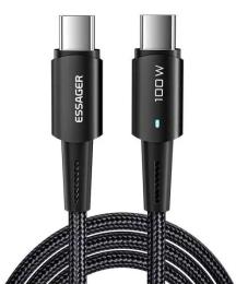 Дата-кабель Essager Sunset 100W USB charging&amp;data cable Type-C (тато) - Type-C (тато) 0.5m Black (EXCTT1-CGB01)