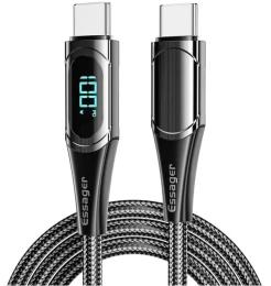 Дата-кабель Essager LED Digital Display Fast Charging 100W USB Cable Type C (тато) - Type C (тато) 2m Black (ES-XCTT1-YDA01)