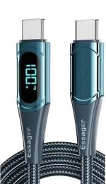 Дата-кабель Essager LED Digital Display Fast Charging 100W USB Cable Type C (тато) - Type C (тато) 2m Blue (ES-XCTT1-YDA03)