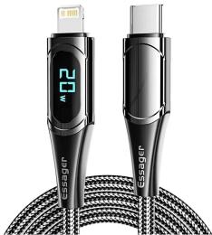 Дата-кабель Essager LED Digital Display PD 20W Fast Charging Type C (тато) - Lightnining (тато) USB Cable 1m Black (EXCTL-YD01)