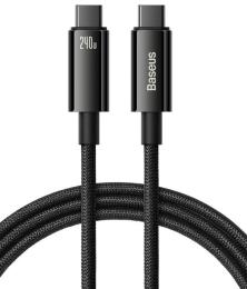 Дата-кабель Baseus Tungsten Gold Type-C (тато)  -  Type-C (тато) 3m Black 240W (CAWJ040201)