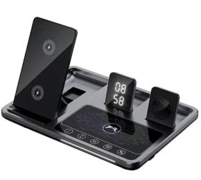 Бездротовий зарядний пристрій EpiK R11 4in1 with clock Black