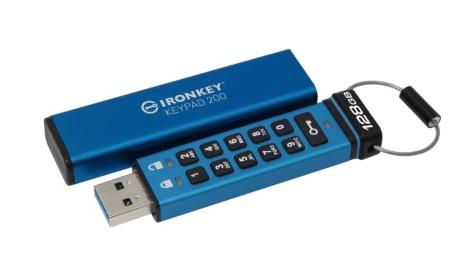 Флеш память Kingston IronKey Keypad 200 Type-A USB3.2 128GB Blue (IKKP200/128GB)