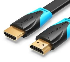 Відео-кабель Vention Flat HDMI v2.0 (тато)  -  HDMI (тато) 1.5m Black (VAA-B02-L150)