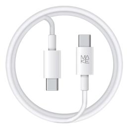 Дата-кабель Make MCB-CT1WH Type-C (тато)  -  Type-C (тато) 1.2m White PD 100W TPE