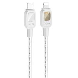 Дата-кабель Hoco U124 Stone silicone power-off Type-C (тато)  -  Lightning (тато) Gray