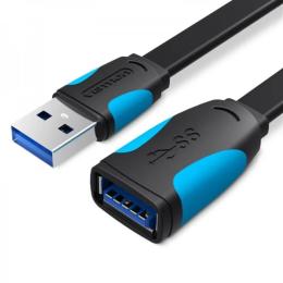 Кабельний подовжувач Vention Flat USB (тато)  -  USB (мама), 2m Black (VAS-A13-B200)