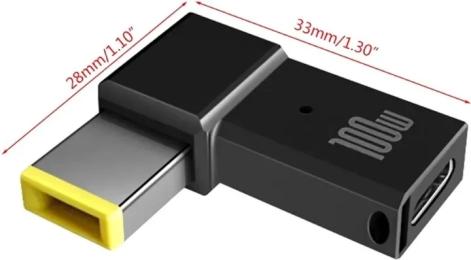 Перехідник STLab PD 100W USB Type-C (мама) - DC (тато) Black