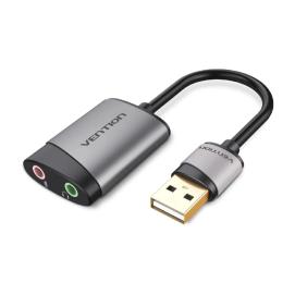 Звукова карта Vention USB External Sound Card 0.15M Metal Type Gray (CDKHB)