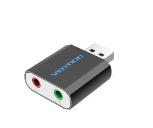 Перехідник Vention External Sound Card USB (тато)  -  2 mini JACK 3.5 mm (мама) Black (VAB-S17-B)