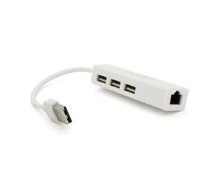 Перехідник VEGGIEG U2-3U USB 2.0 (тато) - Ethernet (мама) - 3 USB 2.0 (мама) White