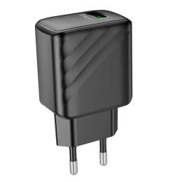 Мережевий зарядний пристрій для телефона Hoco CS21A Rich Black QC3.0 18W + microUSB (EU)