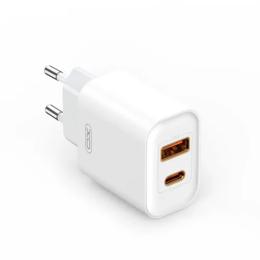 Адаптер живлення для телефона XO CE12 White USB-C 20W/USB-A 18W (EU)