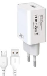Мережевий зарядний пристрій для телефона XO L93 1USB 2.4A White + microUSB cable