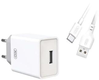 Мережевий зарядний пристрій для телефона XO L93 1USB 2.4A White + type-C cable
