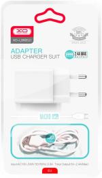 Мережевий зарядний пристрій для телефона XO L99 1USB 2.4A White + microUSB cable