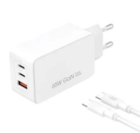 Мережевий зарядний пристрій для телефона XO CE13 (EU) 65W GaN White with Type-c cable