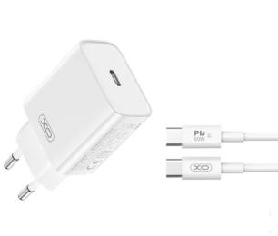Мережевий зарядний пристрій для телефона XO CE15 (EU) PD20W USB-C White with Type-C cable