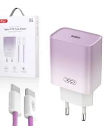 Мережевий зарядний пристрій для телефона XO CE18 (EU) PD30W USB-C fast charging charger Violet with Type-C cable