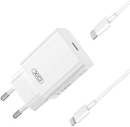 Мережевий зарядний пристрій для телефона XO L126 USB-C PD20W Fast Charging Charge White with Lightning cable