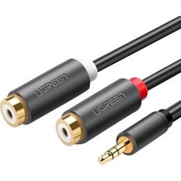 Аудіо-кабель Ugreen AV109 mini-jack 3.5 мм (тато)  -  2RCA (мама) 0.25м Gray (10547)