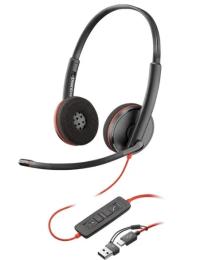 Накладні навушники Poly Blackwire 3220 Black USB-A, USB-C (8X228AA)