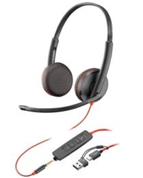 Накладні навушники Poly Blackwire 3225 Black USB-A, USB-C, 3.5 мм (8X229AA)