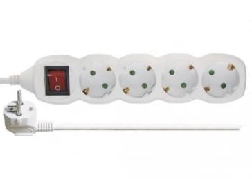Мережевий фільтр Emos P1425R White з вимикачем , 4 розетки, 1.5 мм2, 5м