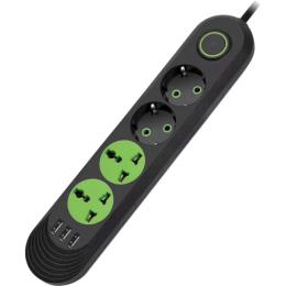 Мережевий фільтр Voltronic F01U Black 4 розетки, 3xUSB, 1.5м