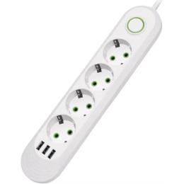 Мережевий фільтр Voltronic F04U White 4 розетки, 3xUSB, 1.5м